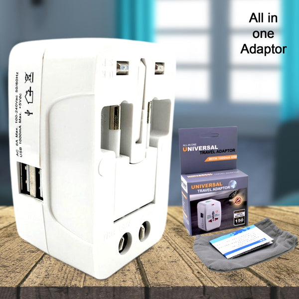 All-in-One Universal Worldwide Travelling AC Adaptor Plug (AU / UK / US / EU) International Power Charger Electric USB Power Plug Socket Adapter Converter (1 Pc) the24kgal