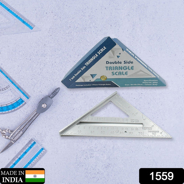 Double-Sided 45° Triangle Ruler – 7-Inch Aluminum Alloy Rafter Square for Home & Industrial Use the24kgal
