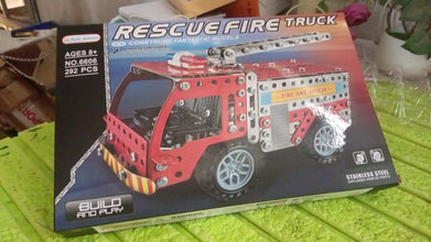 Metal DIY Fire Truck Building Blocks for Kids (Fire Truck / 292pcs of truck tool / 1 Set) the24kgal