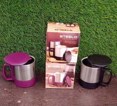 Stainless Steel Coffee/Tea Cup, Stainless Steel Lid Cover Hot Coffee/Tea Mug Hot Insulated Double Wall Stainless Steel, Coffee and Milk Cup with Lid & Handle Easy To Carry - Coffee Cup (1 Pc) the24kgal