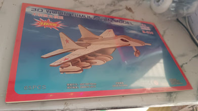 3D Wooden Fighter Jet Puzzle DIY Assembly Kit the24kgal