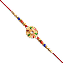 Traditional Circular Meenakari Rakhi With Multicolor Enamel Kundan Stone  Gold Beads Wukusy