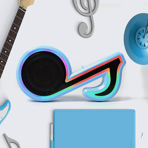 Mini Portable Music Note Shape Speaker Subwoofer Colorful Musical Note LED Lighting Sound For Creatives Gift Computer Phone Sound Equipment Bluetooth speaker (Media Player) the24kgal