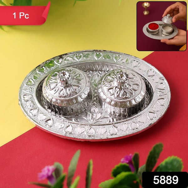 Oval Shape Special Puja Thali (1 Pc / Mix Design) the24kgal