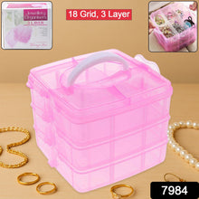 Versatile 18-Grid 3-Layer Transparent Plastic Organizer Box with Adjustable Dividers for Jewelry & Fishing Hooks the24kgal
