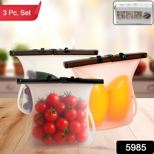 Eco-Friendly Food Storage: Reusable Silicone Bags (3-Pack) - Leakproof & Safe the24kgal