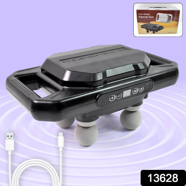 Handheld Full Body Massager 4-Head Massage Gun (1 Pc / Mix Color) the24kgal