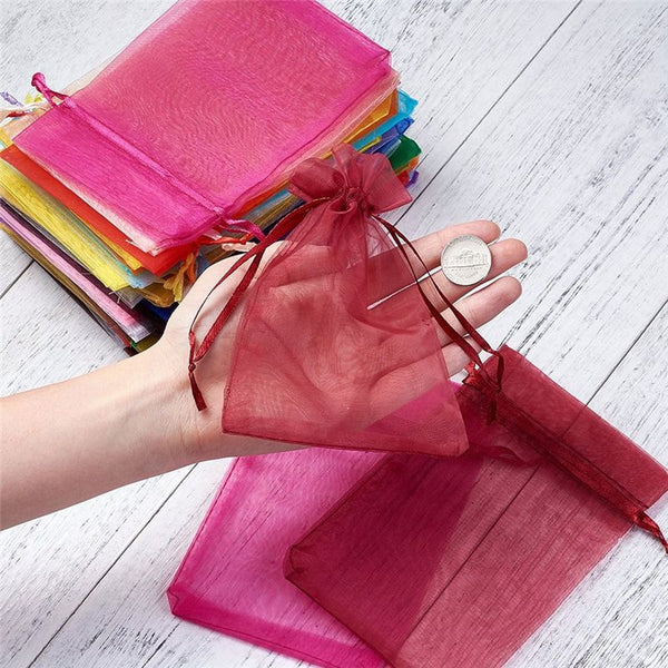 Organza Drawstring Gift Bags – Small Mesh Pouches for Wedding, Party & Festival Favors (50 Pcs Set) the24kgal