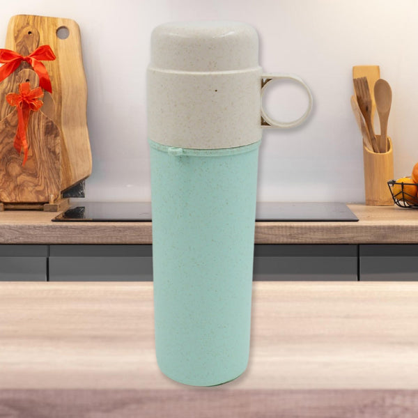 Travel Coffee Cup Portable Water Bottle Wheat Straw Coffee Tea Mug Coffee Mug with Lids for Coffee Tea Portable for School (300 ML Approx) the24kgal