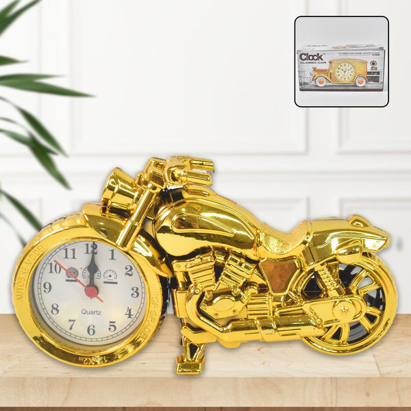 Golden Motorcycle Shape Alarm Clock, Motor Table Clock for Home Decor (1 Pc) the24kgal