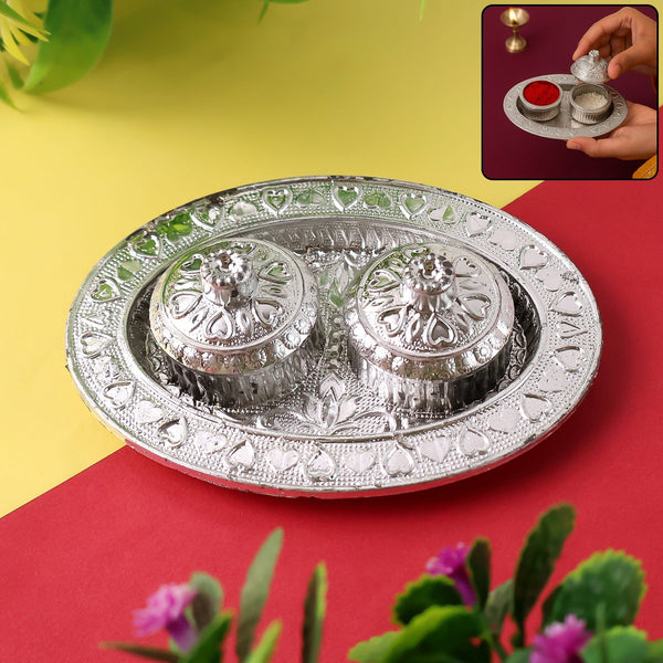 Oval Shape Special Puja Thali (1 Pc / Mix Design) the24kgal