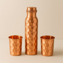 Copper Water Bottle 2 Glasses with Gift Box (3 Pcs Set) the24kgal