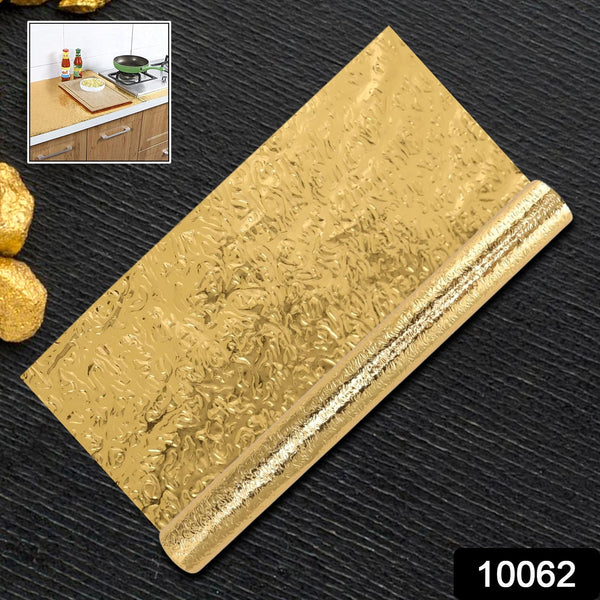 Oil Proof Sticker, Waterproof Self Adhesive Aluminum Foil Wallpaper (60 cm×200 Cm / Golden / 1 Pc) the24kgal