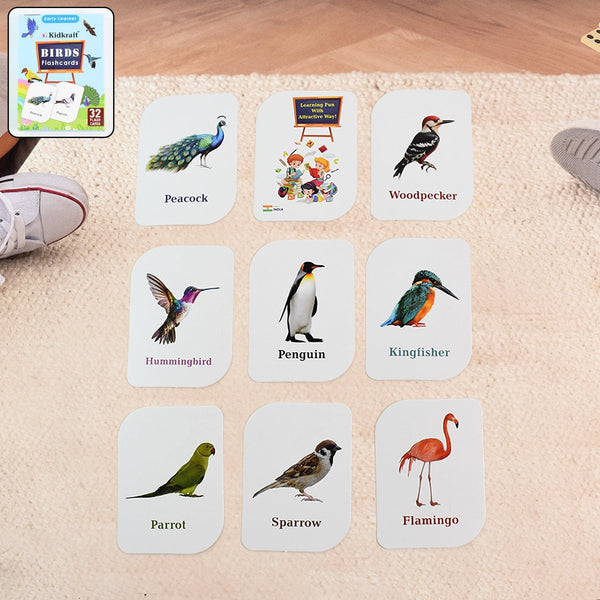 KidKraft Early Learner Educational Flashcards – 32 Birds the24kgal
