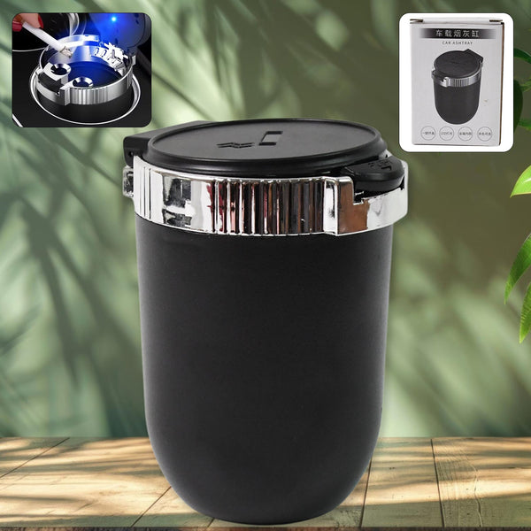 Portable Car Ashtray with Lid and Blue LED Light (1 Pc) the24kgal