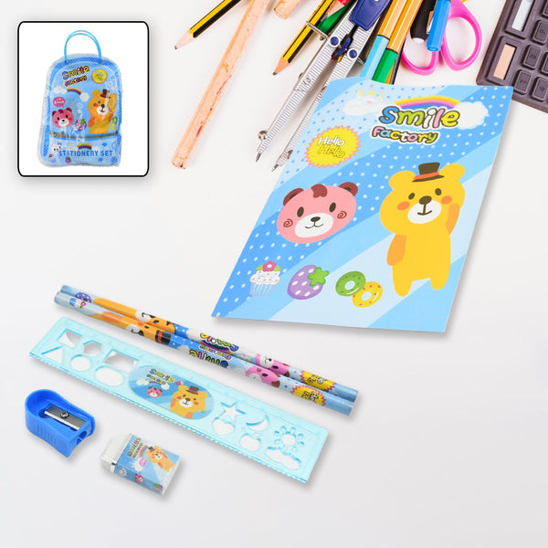 Stationery Kit for Kids - Stationery Set, Includes Wooden Pencil, Sharpener, Pencil and Eraser Set, Birthday Return Gift for Kids, Boys, Girls, 2 Pencil, 1 Scale, 1 Notebook,1 Sharpener, 1 Eraser & With Zip Bag (6 Pcs Set) the24kgal
