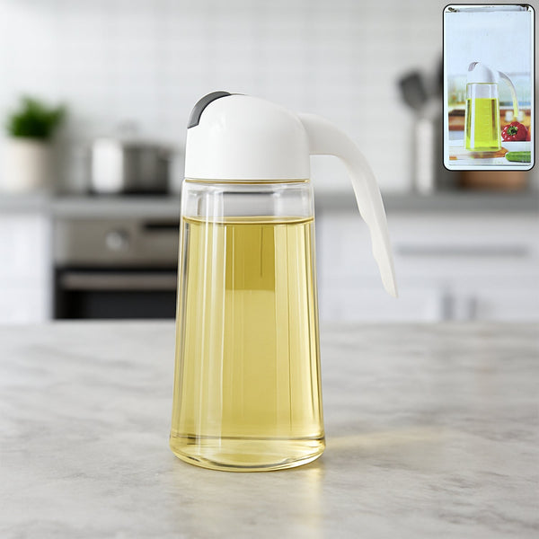 Kitchen Glass Oil Bottle Dispenser Automatic Opening Closing Home Bottles For Oil And Vinegar Honey Olive Oil Container (630ml) the24kgal
