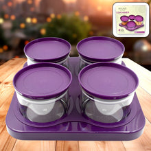 Airtight Plastic 4 Pc Storage Container Set, With Tray Dry Fruit Plastic Storage Container Tray Set With Lid & Serving Tray For Kitchen the24kgal