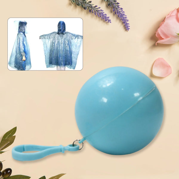 Disposable Raincoat for Kids with Hood and Attachable Round Case, Clear Plastic Raincoats for Emergency, Girls, Boys Disposable Emergency Ball Raincoat For Traveling and Outdoor Activities (1 Pc / Multicolor) the24kgal