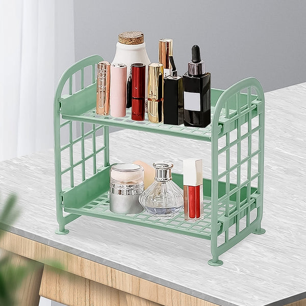 2Layer Foldable Plastic Small Storage Shelf / Rack (1 Pc / Mix Color) the24kgal