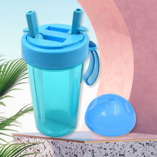 2 Drinks in 1 Cup Water Bottle, Stable Sturdy Dual Use Bottle 2 Straws for Shopping Travel for Outdoor Activities (1 Pc) the24kgal