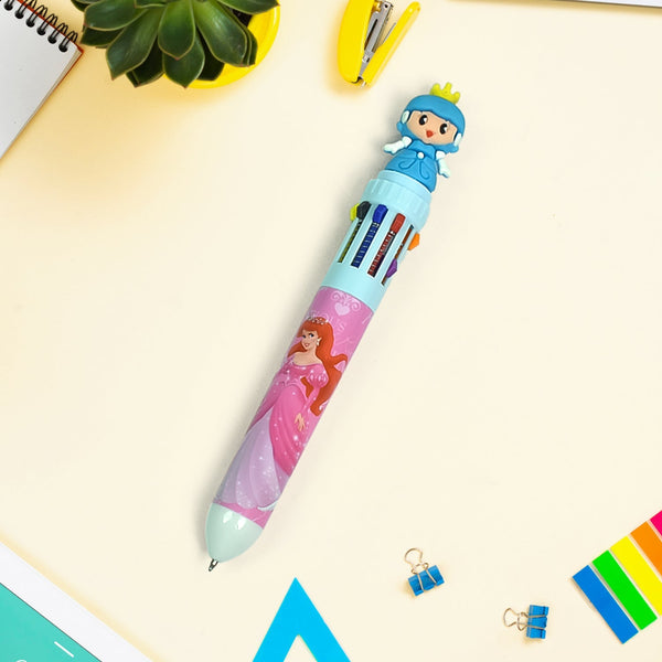 Kids 10-in-1 Color Pens Ballpoint Pen Set for Kids Cartoon Head Writing Pen for School Office Stationary Kit, Teddy Bear (1 Pc) the24kgal