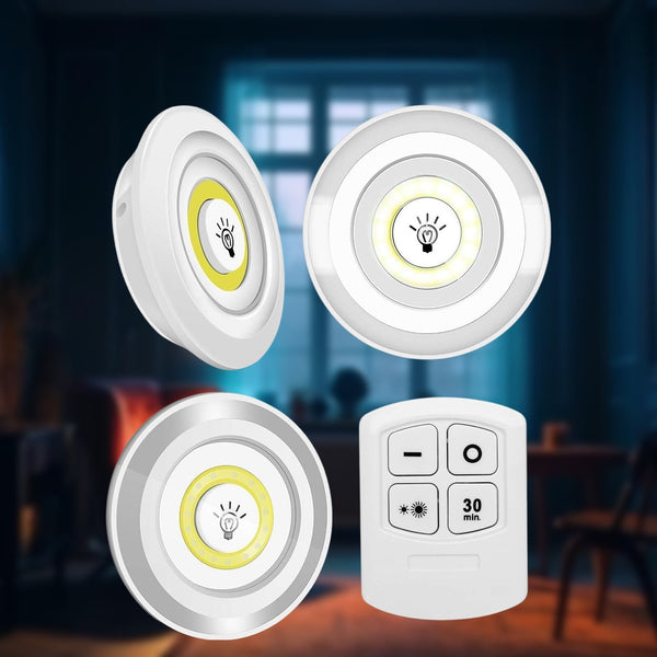 LED Light Under Closet Battery Powered Closet Wall Lamp with Remote Control Bedroom Kitchen Set of 3 LED Lights And 1 Remote Control (Battery Not Included) the24kgal