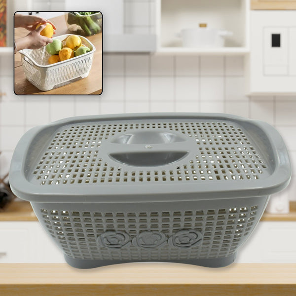 Multipurposes Plastic Basket, Organizer for Kitchen, Countertop, Cabinet, Bathroom with Lid, Plastic Storage Basket For Store Fruits, Vegetables, Magazines, Cosmetics, Stationary (1 Pc / Mix Color ) the24kgal