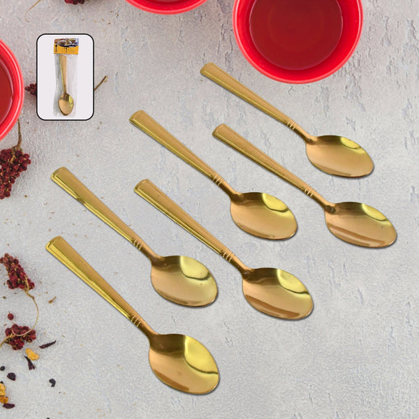 Premium Luxurious Stainless Steel Coated Spoons (6 Pcs Set / Golden) the24kgal