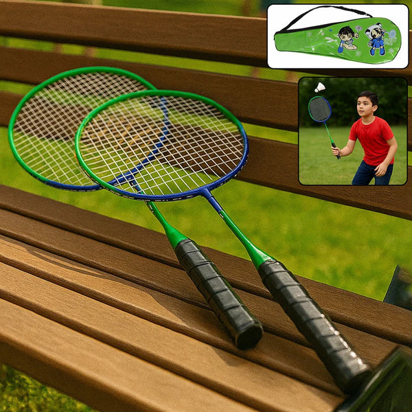 2 Pc Lightweight Kids Badminton Racket Set with Carry Bag the24kgal