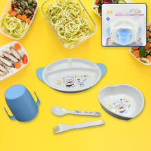 5in1 Baby Feeding Set for Kids and Toddlers,Children Children Dinnerware Set - Feeding Set for Kids, Cartoon Design Plate, Cup, Spoon, Fork  Tableware Cutlery for Kids Microwave (5 Pcs Set) the24kgal