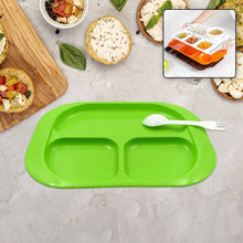 Plastic Food Plates / Biodegradable 3 Compartment Square Plate With Spoon for Food Snacks / Nuts / Desserts Plates for Kids, Reusable Plates for Outdoor, Camping, BPA-free (1 Pc) the24kgal