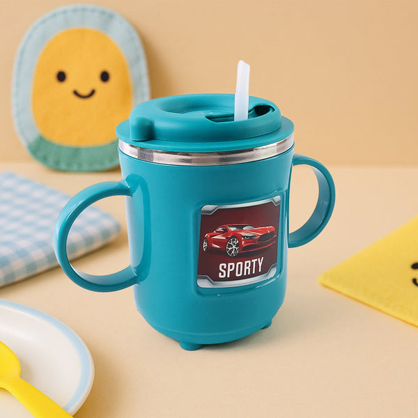 Kids Sporty Sipper Mug with Straw and Dual Handles Approx 300ml (1 Pc) the24kgal