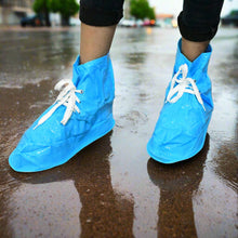 Plastic Shoes Cover Reusable Anti-Slip Boots Zippered Overshoes Covers & Shoe laces Waterproof Snow Rain Boots for Kids / Adult Shoes, for Rainy Season (1 Pair) the24kgal