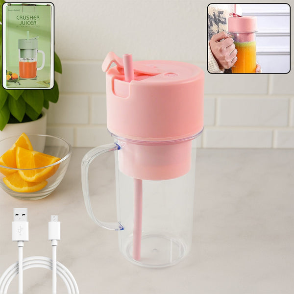 Portable Crusher Juicer With Handle & Straw, USB Rechargeable Multi Blades (420 ML) the24kgal
