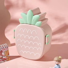 Kids Lunch Box Cute Pineapple Shaped Bento Box with Fork Spoon Snack Container Microwave Portable Office Lunch Box (1 Pc / With Spoon, Fork & Color Box) the24kgal