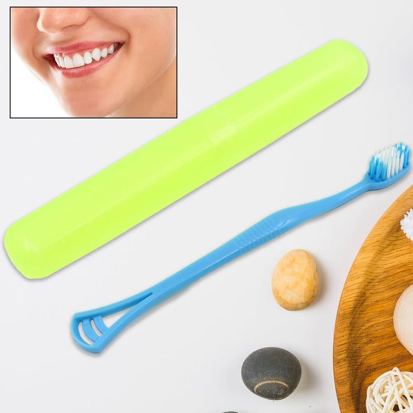 2-in-1 Soft Toothbrush & Tongue Cleaner for All Ages (1 Pc, With Cover) the24kgal
