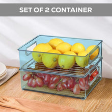 Plastic Refrigerator Organizer Bins, Set Of 2 Stackable Fridge Organizers with Handle, Clear Organizing Food Fruit Vegetables Pantry Storage Bins for Freezer kitchen Cabinet Organization and Storage (2 Pcs Set Mix Color) the24kgal
