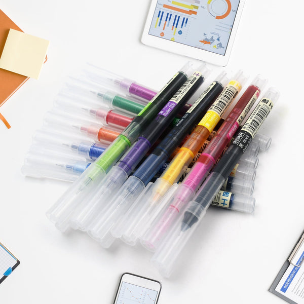 12 Color Rolling Ball Pens, Quick-Drying Ink 0.5 mm Extra Fine Point Roller ball Pens Straight Liquid Gel Ink Pens for Writing, Drawing, Journaling, Taking Notes, School Office Stationery (12 Pcs Set) the24kgal
