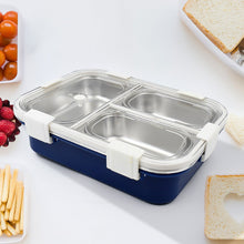 3 Compartment Transparent Stainless Steel Lunch Box for Kids, Tiffin Box, Lunch Box, Lunch Box for Kids, Insulated Lunch Box, Lunch Box for Office Women and Men, Stainless Steel Tiffin Box for Boys, Girls, School Office (Multi Color) the24kgal