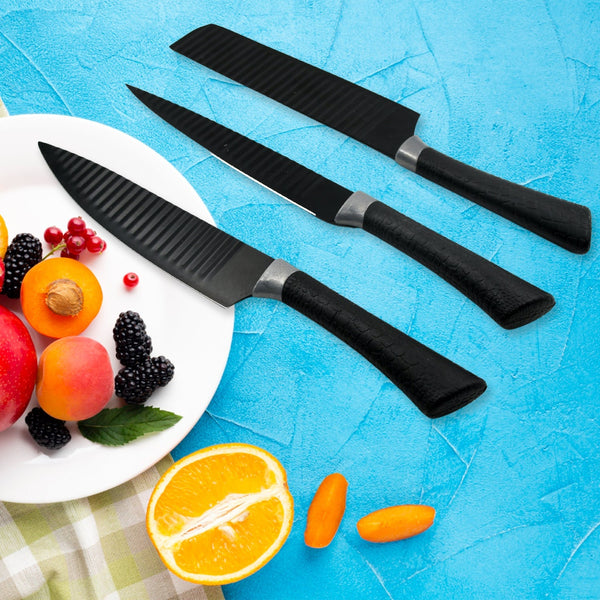 6 Pieces Professional Kitchen Knife Set, Meat Knife, Chef's Knife with Non-Slip Handle for Home, Kitchen and Restaurant with Chef Peeler and Scissor (Stainless Steel / 6 Pcs Set) the24kgal