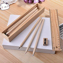 Colorful Wooden Pencil Set with Pencil box, Ruler, Sharpener For for Kids, Artist, Architect (12 Pcs Set) the24kgal
