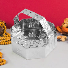 Traditional Stainless Steel Octagon Pooja Basket 1 Pc with Handle the24kgal