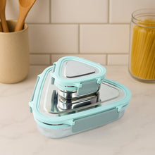 Ganesh Trinity 2-Piece Stainless Steel Triangle Lunch Box Set the24kgal