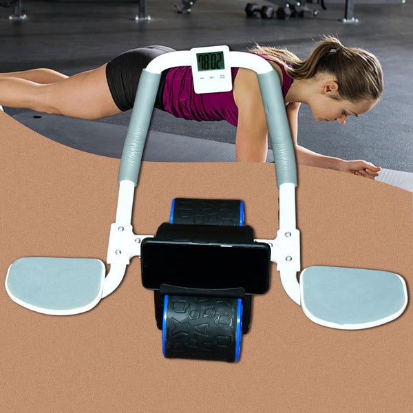 Abdominal Roller Wheel, Automatic Rebound Sponge Handle, Double Wheel Abdominal Roller, Non-Slip Timer Function with Elbow Support for Exercises for Body Fitness Strength Training Home Gym the24kgal