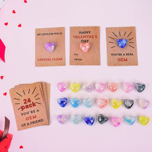 Heart-Shaped Crystal Gem Valentines with Gift Cards (24 Pc) the24kgal