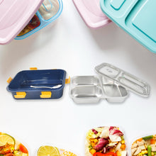 3 Compartment Transparent Stainless Steel Lunch Box for Kids the24kgal