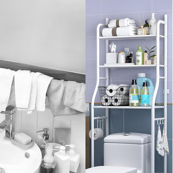 Multi-Layer The Toilet Storage Rack Metal | Bathroom Shelf Space Saving Organizer for Laundry Room Wash Basin Floor Stand the24kgal