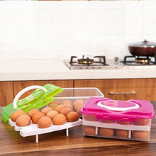 2Layer, 32 Grid Egg Tray with Lid Egg Carrier Holder for Refrigerator, Camping Food Storage Container with Handle (1 Pc ) the24kgal