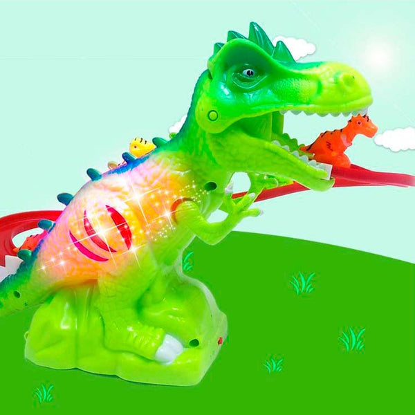 Children Electric Tracks Climb Stair Dinosaur Toys Glowing With Sound Kid Toy Animals Model Interactive Toys the24kgal